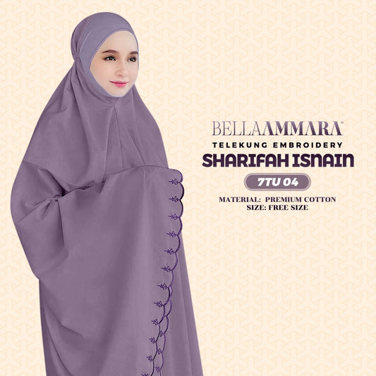 Telekung Inspired Bella Ammara Embroidery Sharifah Isnain Collection - Free Woven Bag
