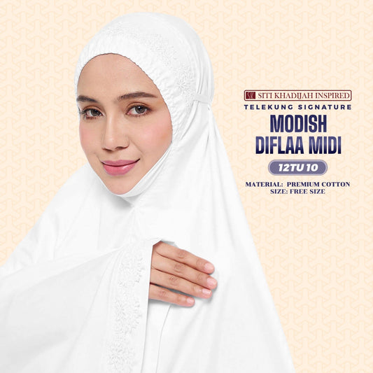 Telekung Siti Khadijah Inspired Modish Diflaa Midi (Top Only) - Free Woven Bag