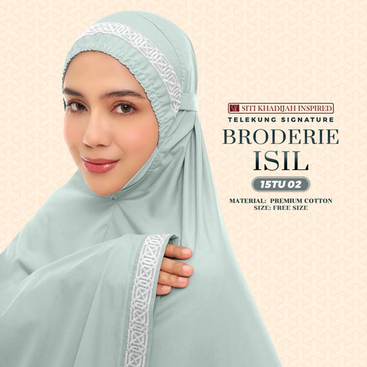 Telekung Siti Khadijah Inspired Broderie Isil Collection - Free Wovenbag