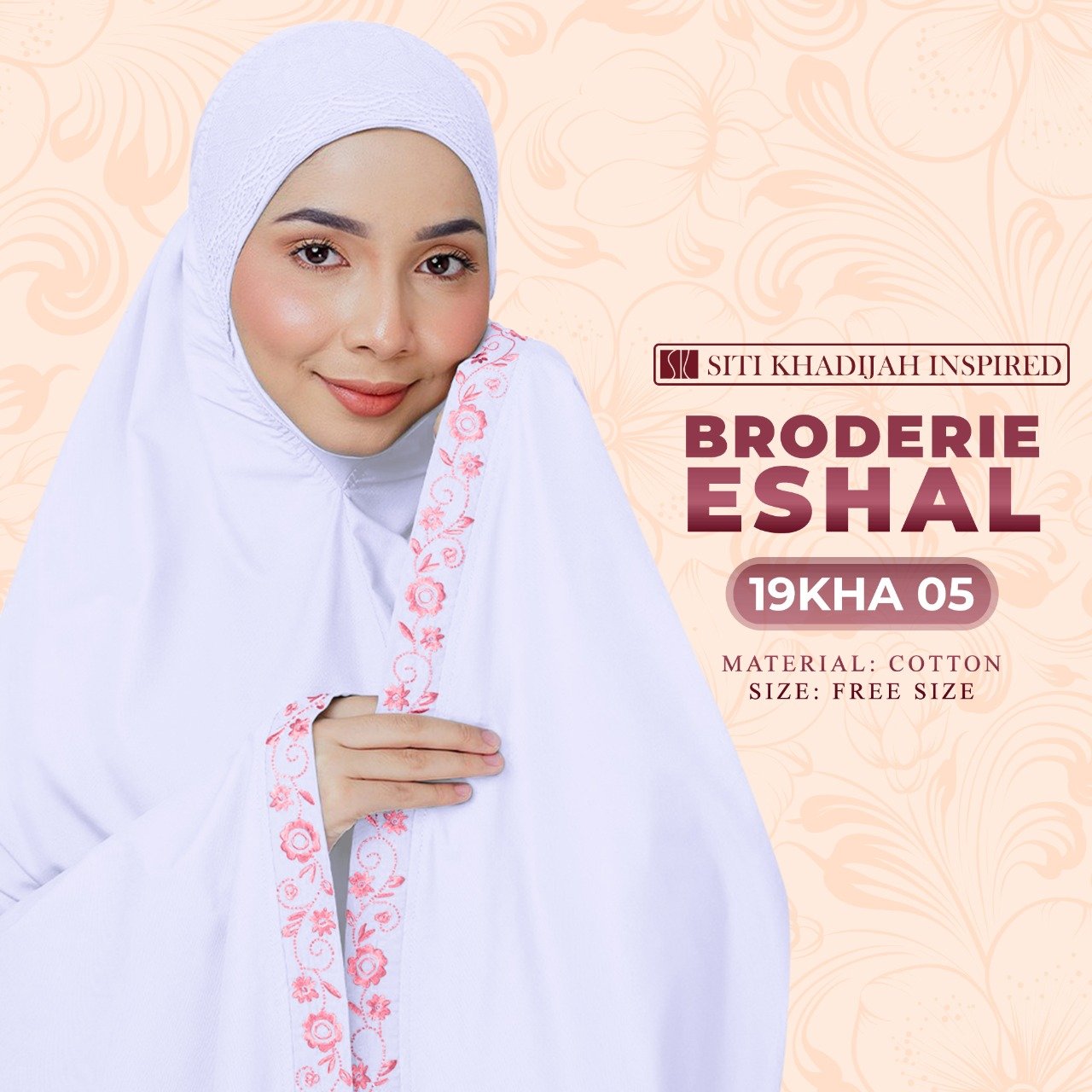Telekung SK Broderie Eshal Collection - FREE Woven bag
