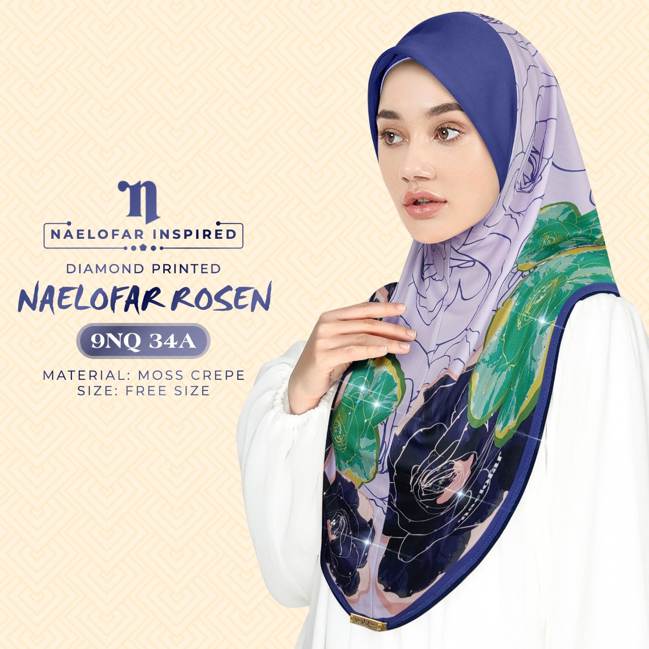 Naelofar Instant Printed Rosen Diamond Collection RM12