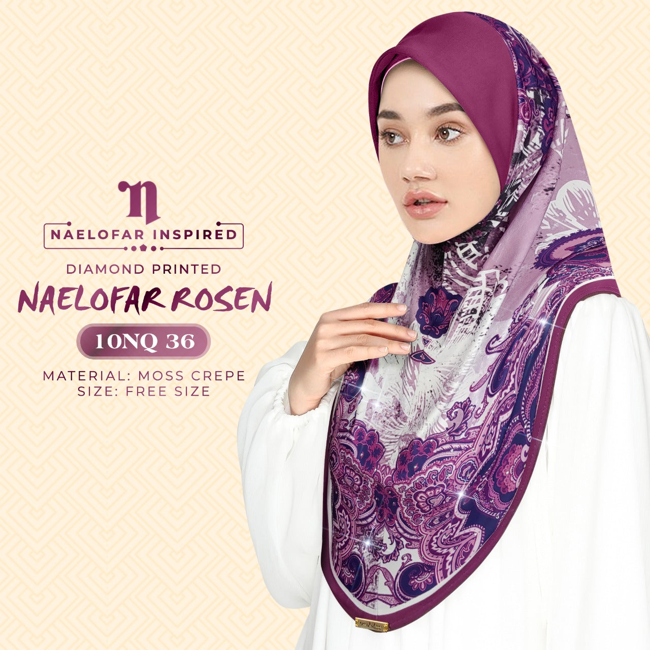 Naelofar Instant Printed Rosen Diamond Collection RM12
